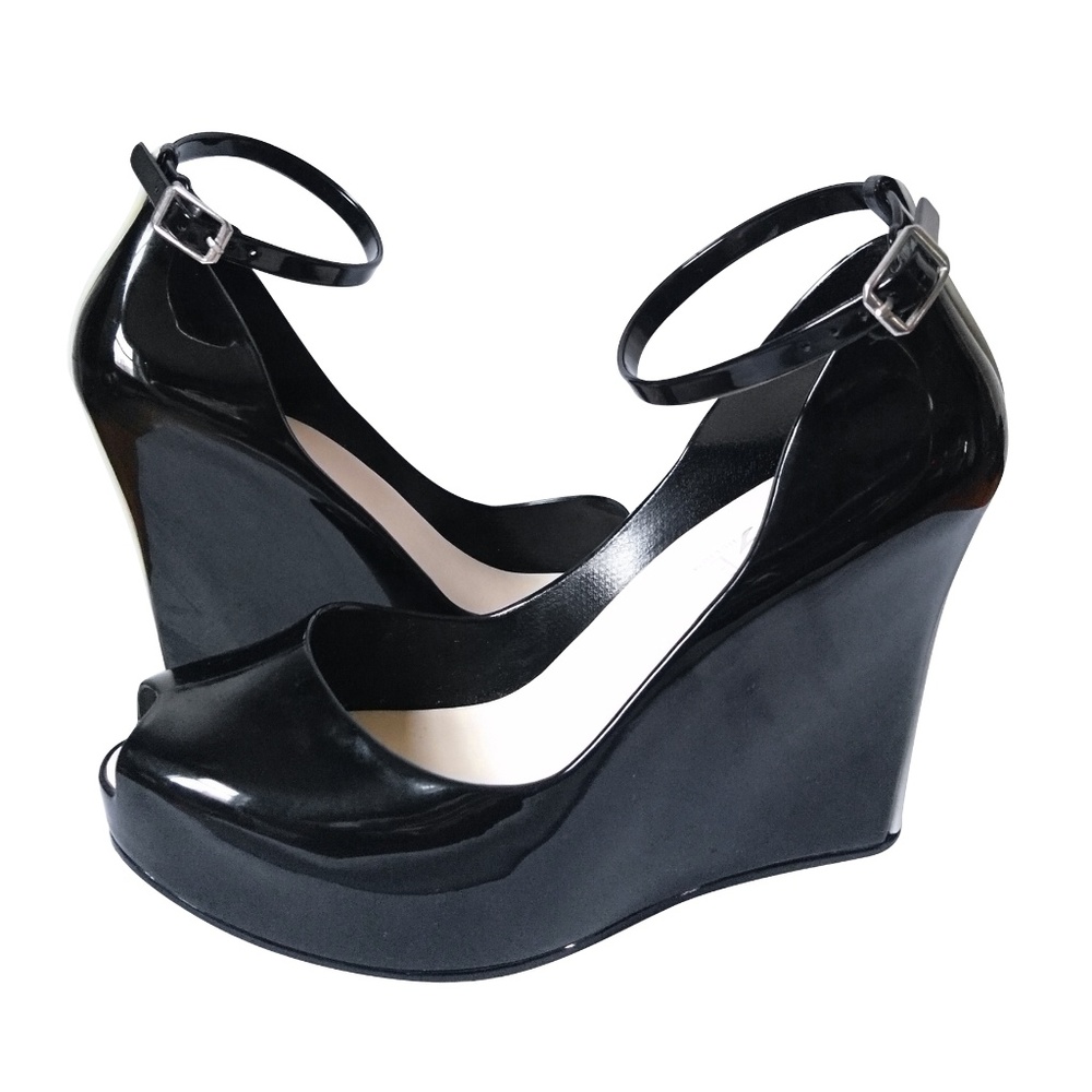 Super Comfy! Black Jelly Wedges